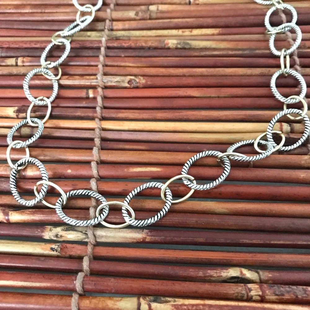 Silver Tone Circle Link Necklace - image 3